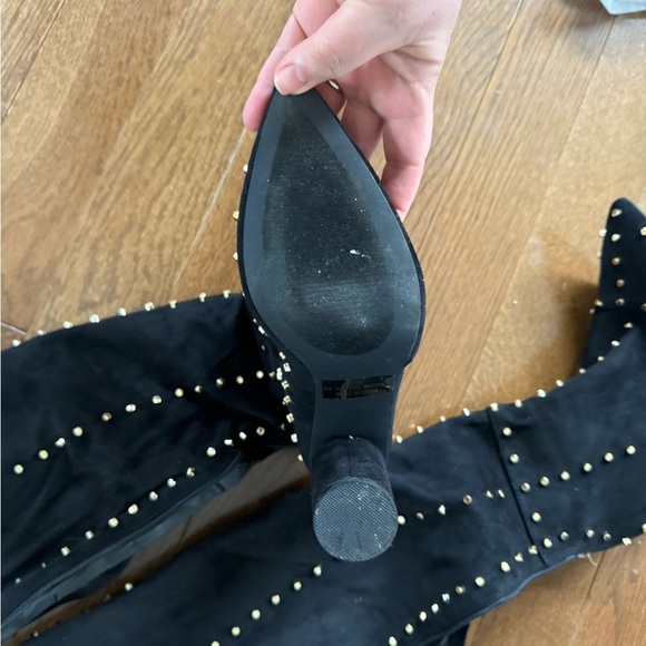 Studded Faux Suede Black Over-the-Knee Boots new only tried on - Picture 5 of 6